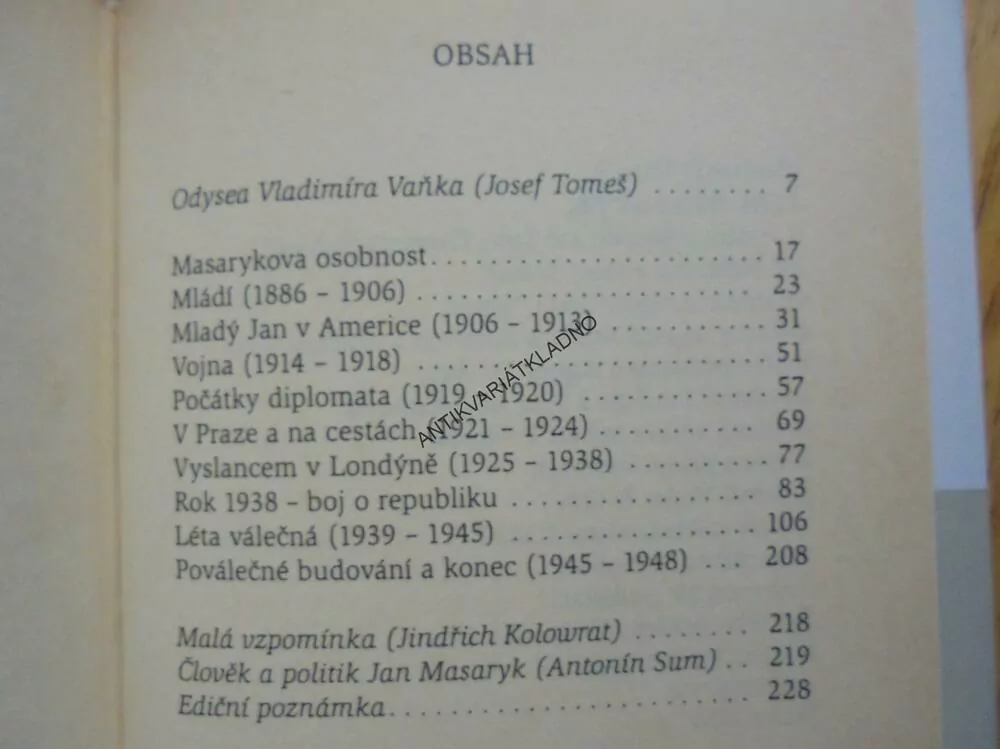 JAN MASARYK, VLADIMÍR VANĚK, POLITIK