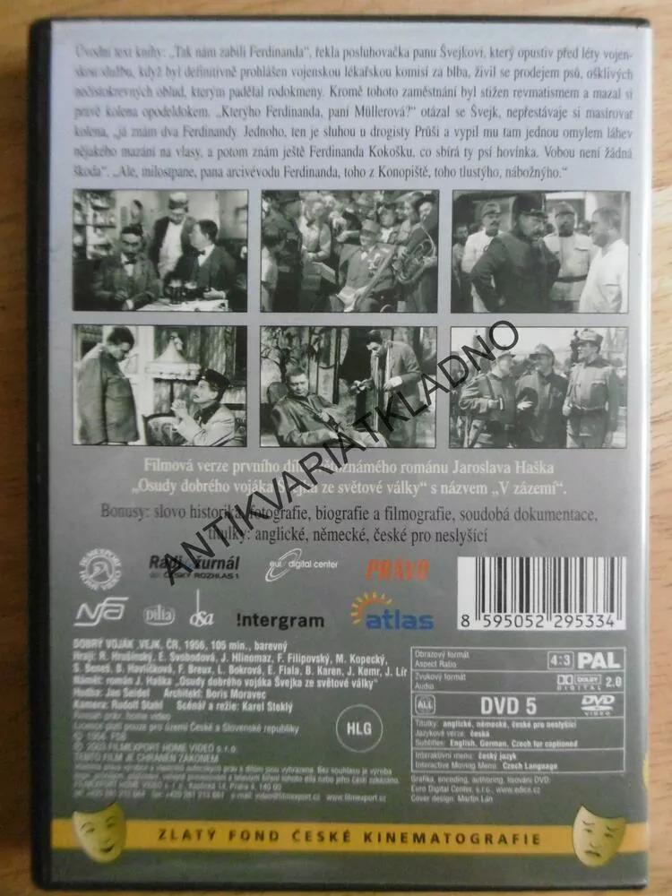DOBRÝ VOJÁK ŠVEJK, DVD FILM  ČR
