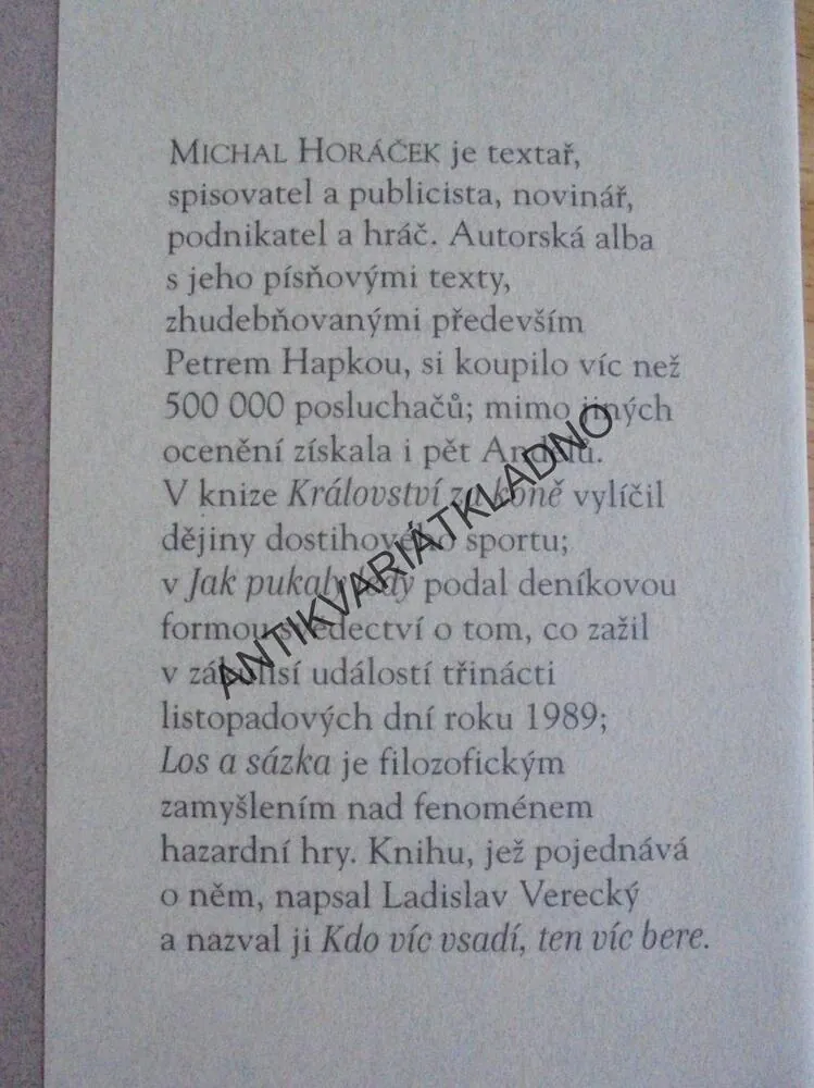 O ČESKÉ KRVI OTCŮ VLASTI, MICHAL HORÁČEK