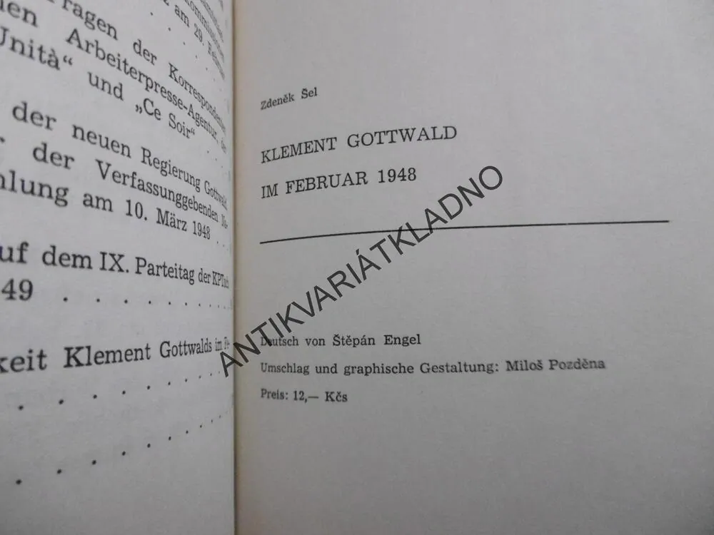 KLEMENT GOTTWALD IM FEBRUAR 1948, NĚMECKY, **an