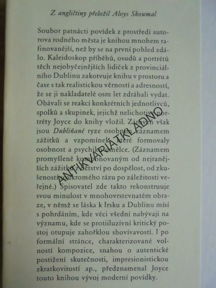 DUBLIŇANÉ, JAMES JOYCE, 1988