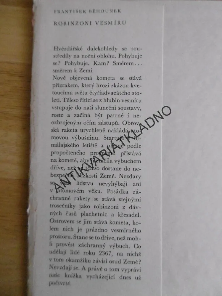 ROBINZONI VESMÍRU, FRANTIŠEK BĚHOUNEK, 1973