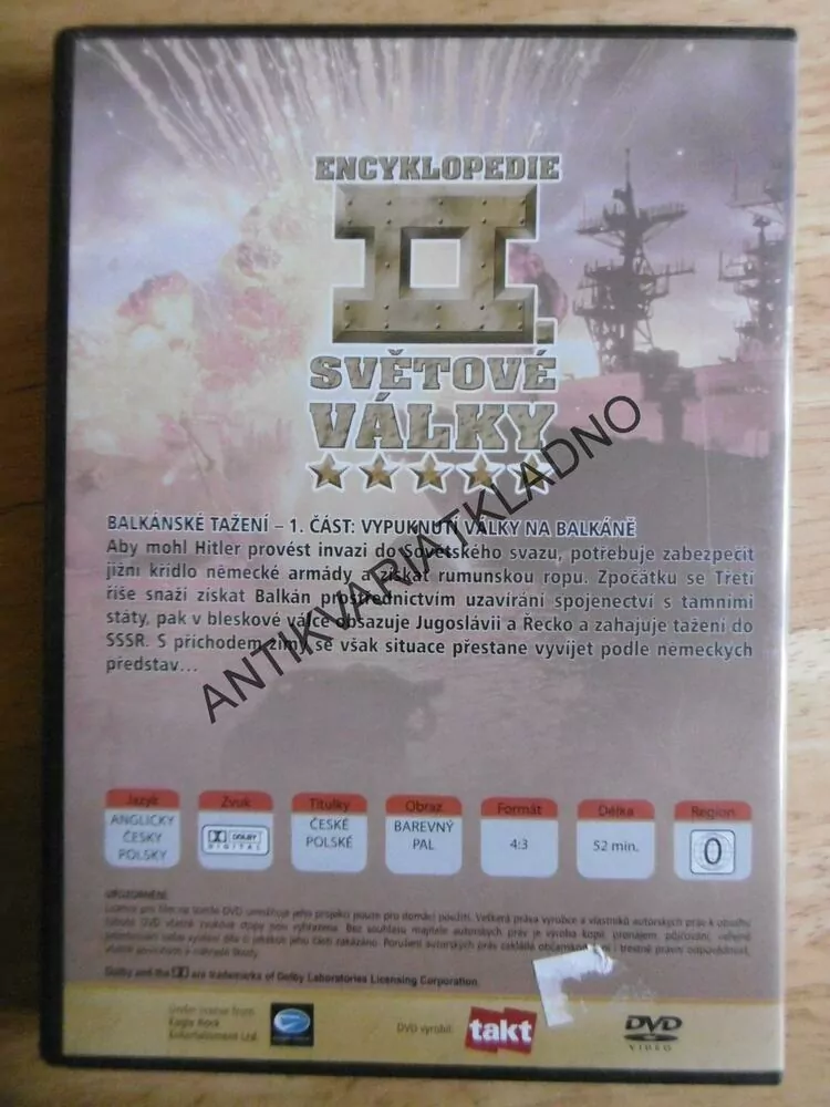 ENCYKLOPEDIE II. SVĚTOVÉ VÁLKY, BALKÁNSKÉ TAŽENÍ- 1. ČÁST, DVD FILM