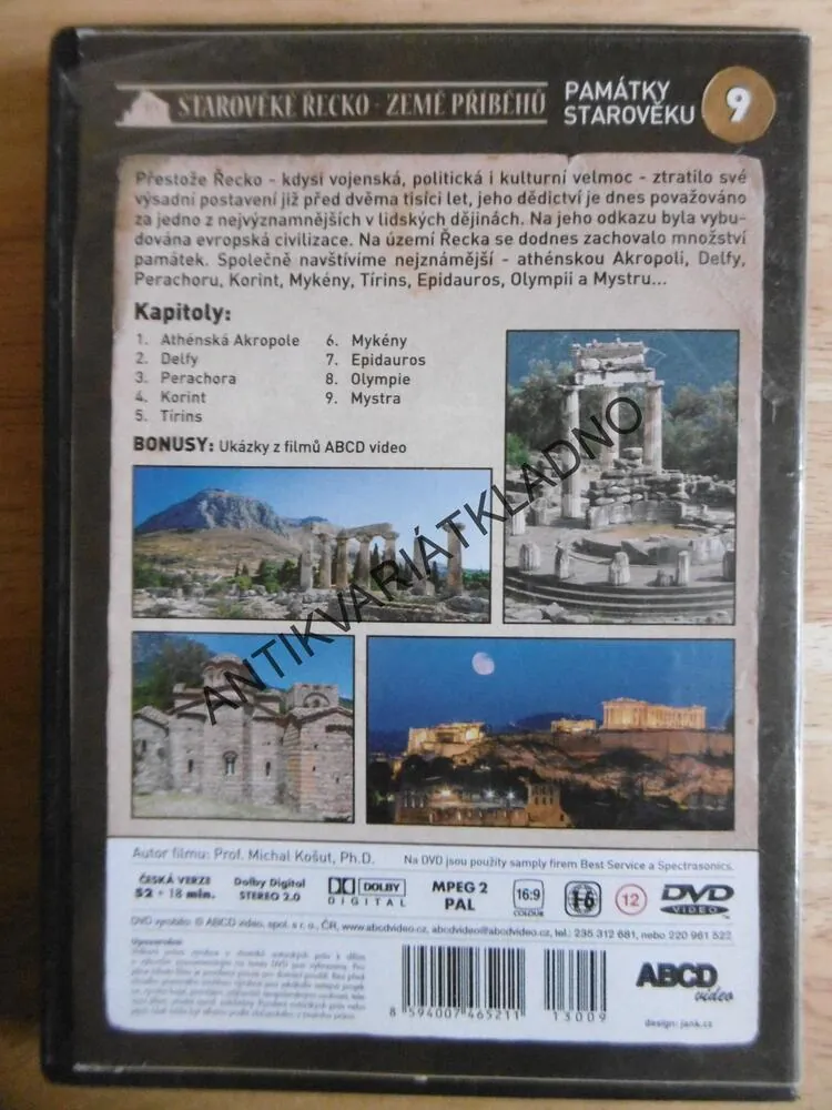 STAROVĚKÉ ŘECKO, PAMÁTKY STAROVĚKU 9., DVD FILM DOKUMENT