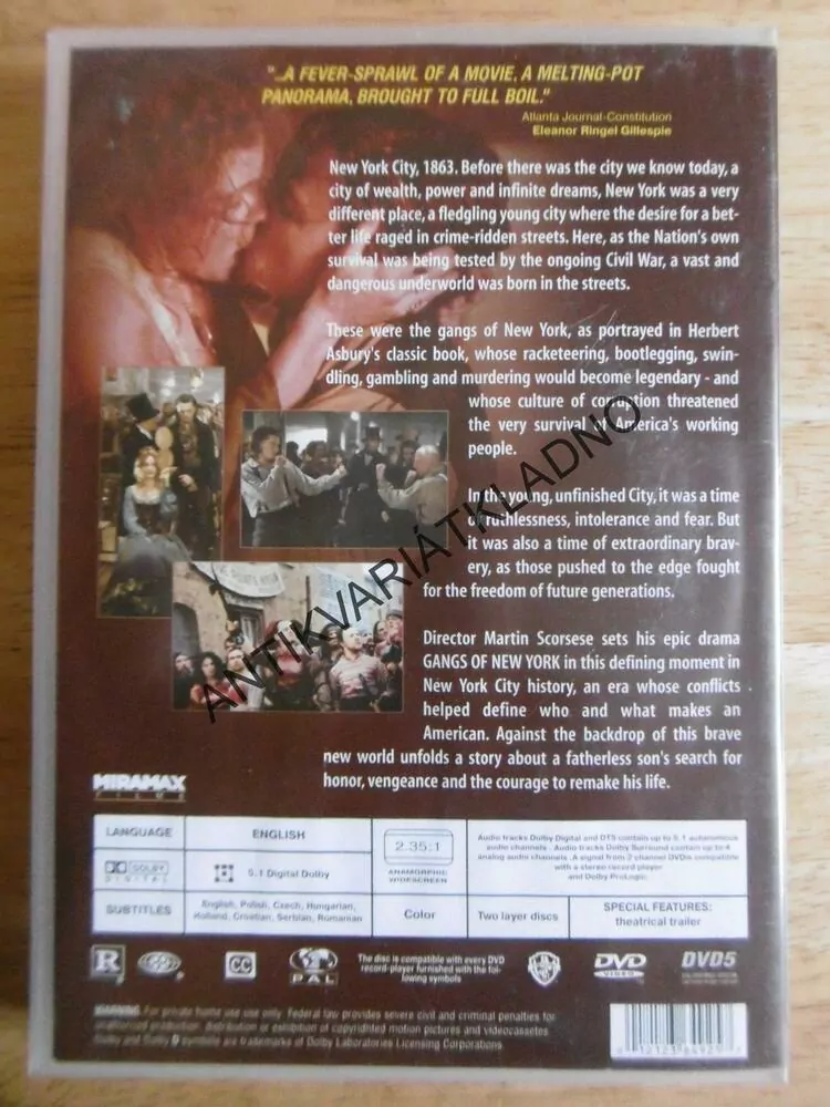 GANGY NEW YORKU, LEONARDO DI CAPRIO, DVD FILM