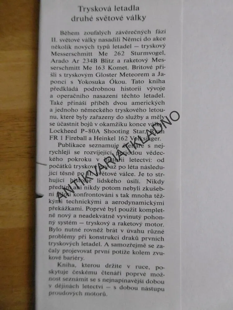 TRYSKOVÁ LETADLA DRUHÉ SVĚTOVÉ VÁLKY, JEFFREY ETHELL, A. PRICE