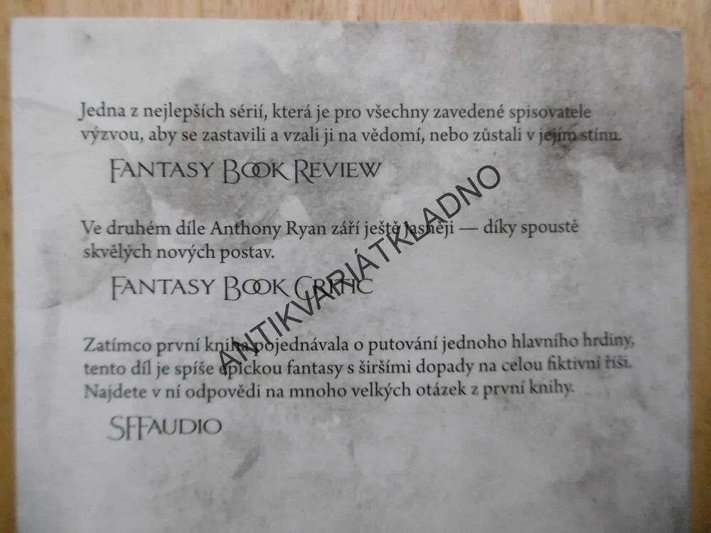 PÁN VĚŽE, STÍN KRKAVCE: KNIHA DRUHÁ, ANTHONY RYAN, **an