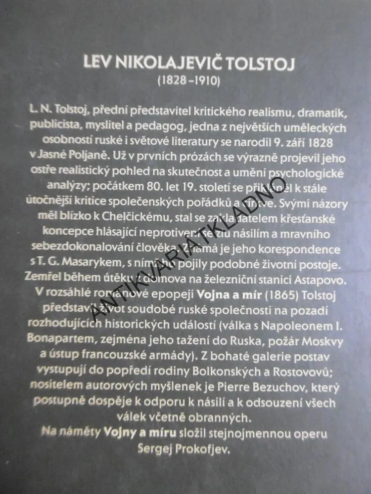 VOJNA A MÍR, 1., LEV NIKOLAJEVIČ TOLSTOJ, **an