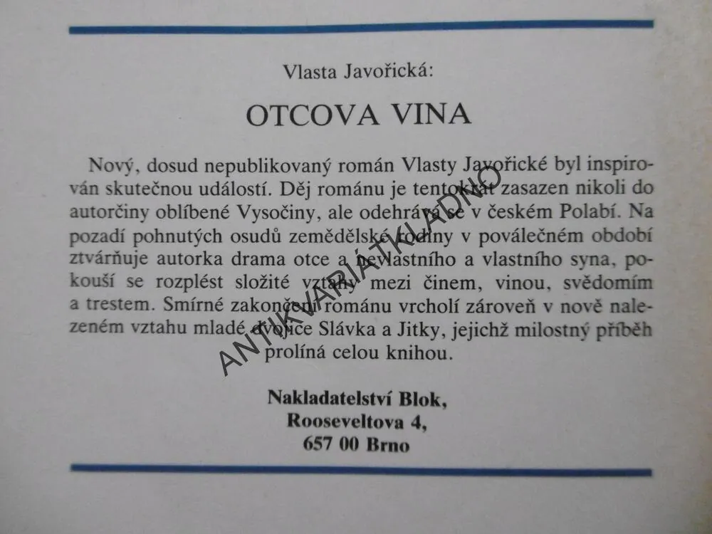 MEZE ROZORANÉ, VLASTA JAVOŘICKÁ, **an