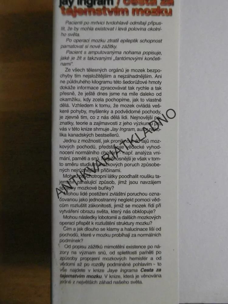 HOŘÍCÍ DŮM, CESTA ZA TAJEMSTVÍM MOZKU, JAY INGRAM, **an