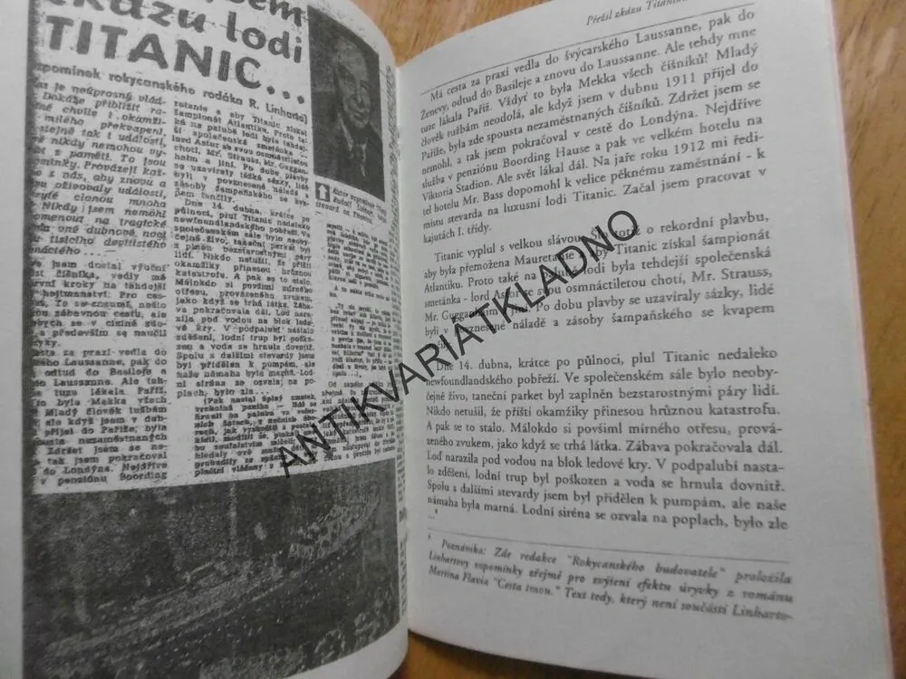 PŘEŽIL ZKÁZU TITANIKU, OSUDY ROKYCANSKÉHO TROSEČNÍKA RUDOLFA LINHARTA, 1998
