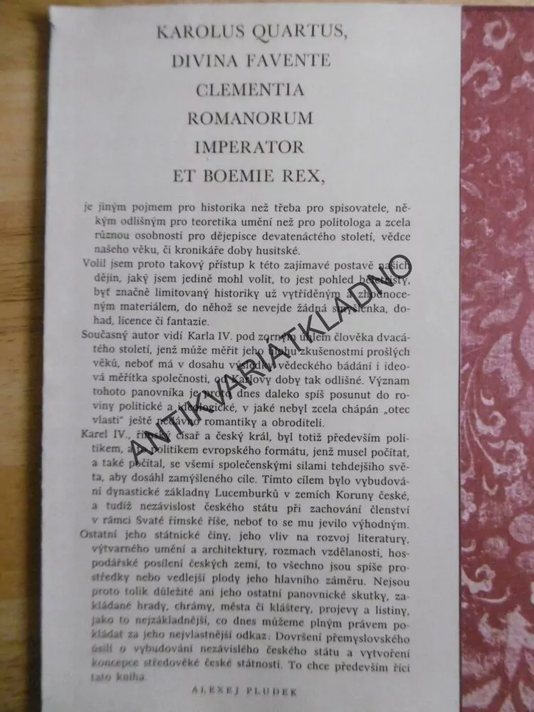 ČESKÝ KRÁL KAREL IV. , CÍSAŘ, ALEXEJ PLUDEK, **an