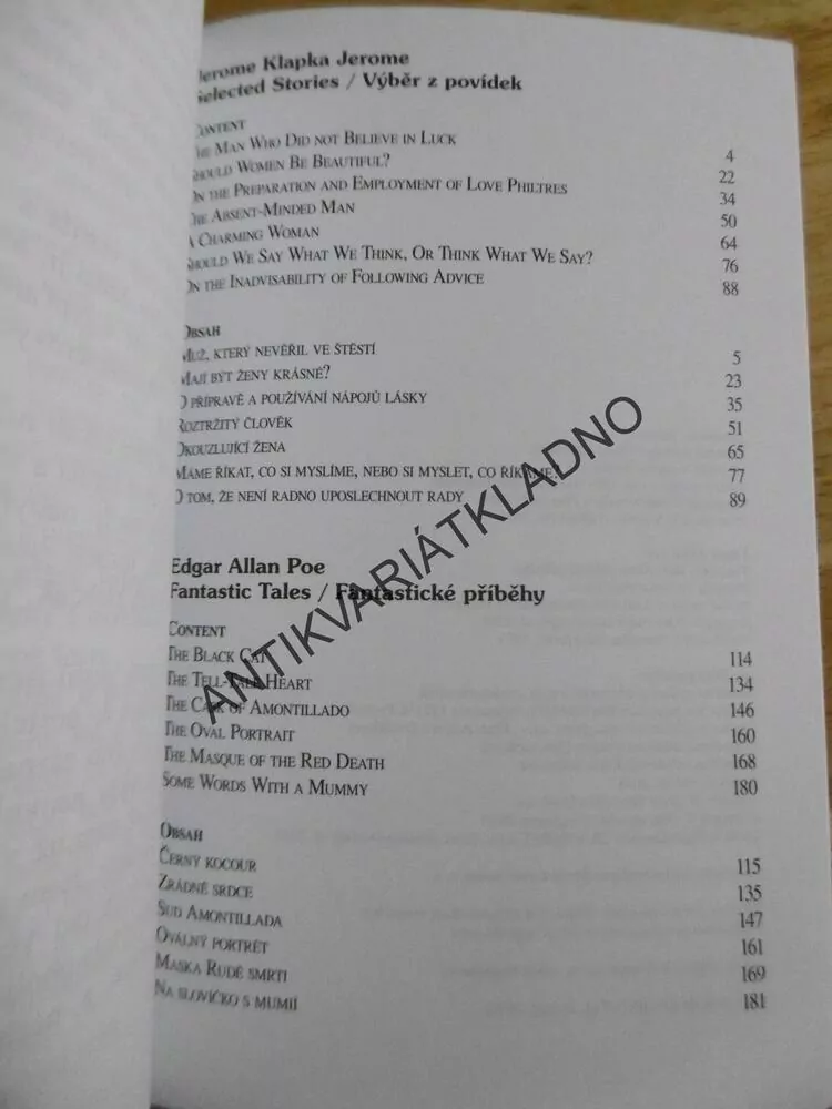 ANGLICKÉ POVÍDKY, ENGLISH STORIES, E.A. POE, J.K. JEROME, DVOJJAZYČNÉ, **an