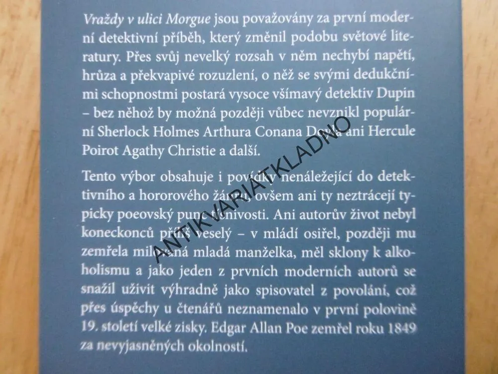 VRAŽDY V ULICI MORGUE, EDGAR ALAN POE, **an