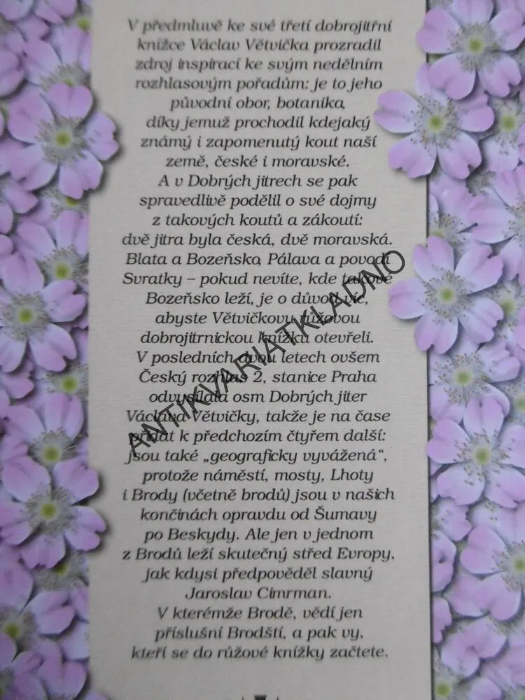 MOJE RŮŽOVÁ JITRA, VÁCLAV VĚTVIČKA, **an