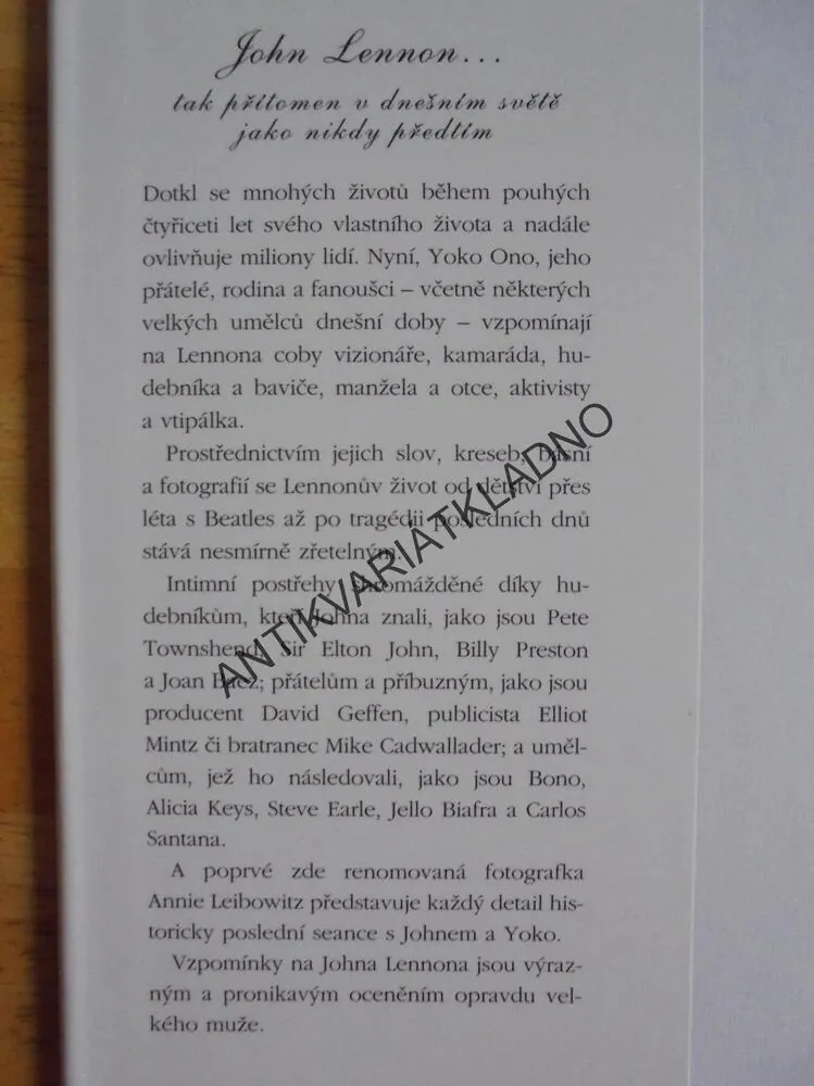 VZPOMÍNKY JOHN LENNON, PŘEDMLUVA YOKO ONO,BEATLES, **an