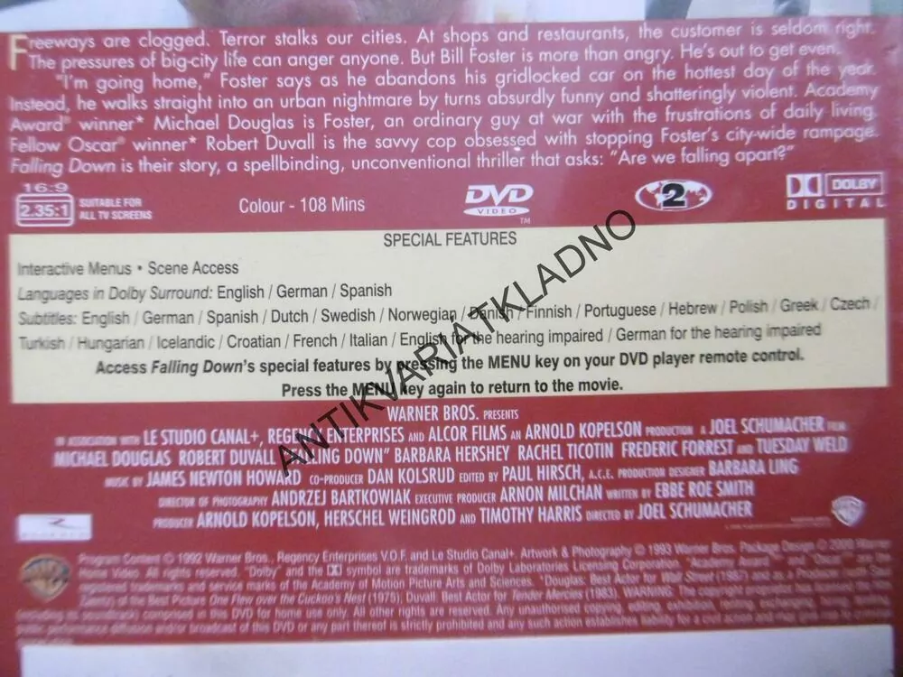 FALLING DOWN, VOLNÝ PÁD, DVD FILM