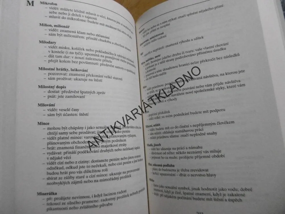 SNÁŘ, LEXIKON SNOVÝCH SYMBOLŮ, HANNS KURTH, SPÁNEK, SEN, **an