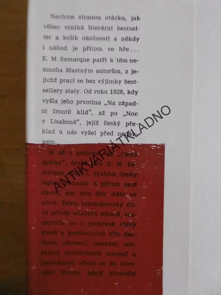 CESTA ZPÁTKY, ERICH MARIA REMARQUE, **an