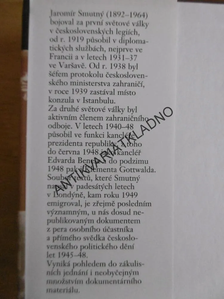 SVĚDECTVÍ PREZIDENTOVA KANCLÉŘE, JAROMÍR SMUTNÝ,**an