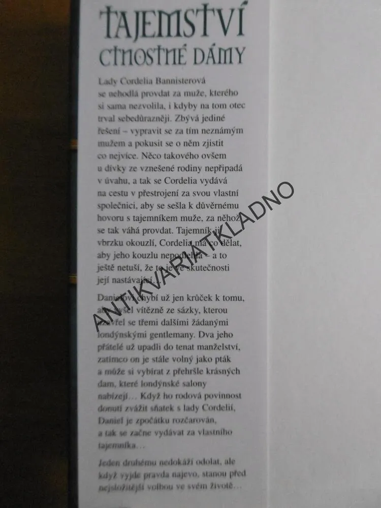 TAJEMSTVÍ CTNOSTNÉ DÁMY, VICTORIA ALEXANDER, **an