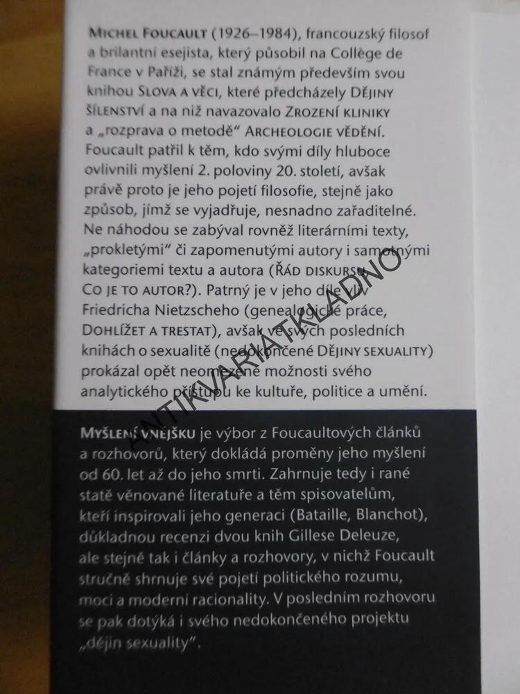 MYŠLENÍ VNĚJŠKU, MICHEL FOUCAULT, 2016, **an