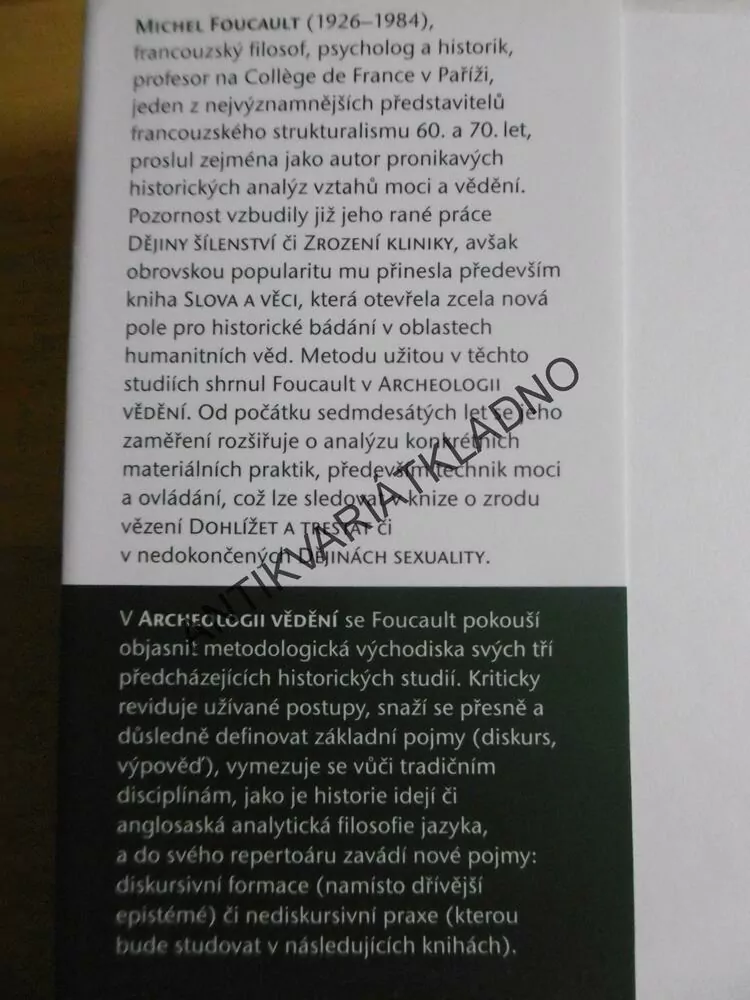 ARCHEOLOGIE VĚDĚNÍ, MICHEL FOUCAULT, 2016, **an
