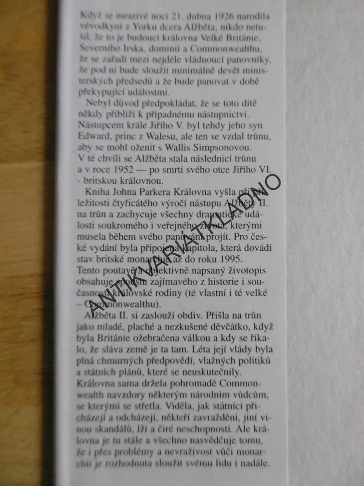 KRÁLOVNA ALŽBĚTA II., JOHN PARKER, **an