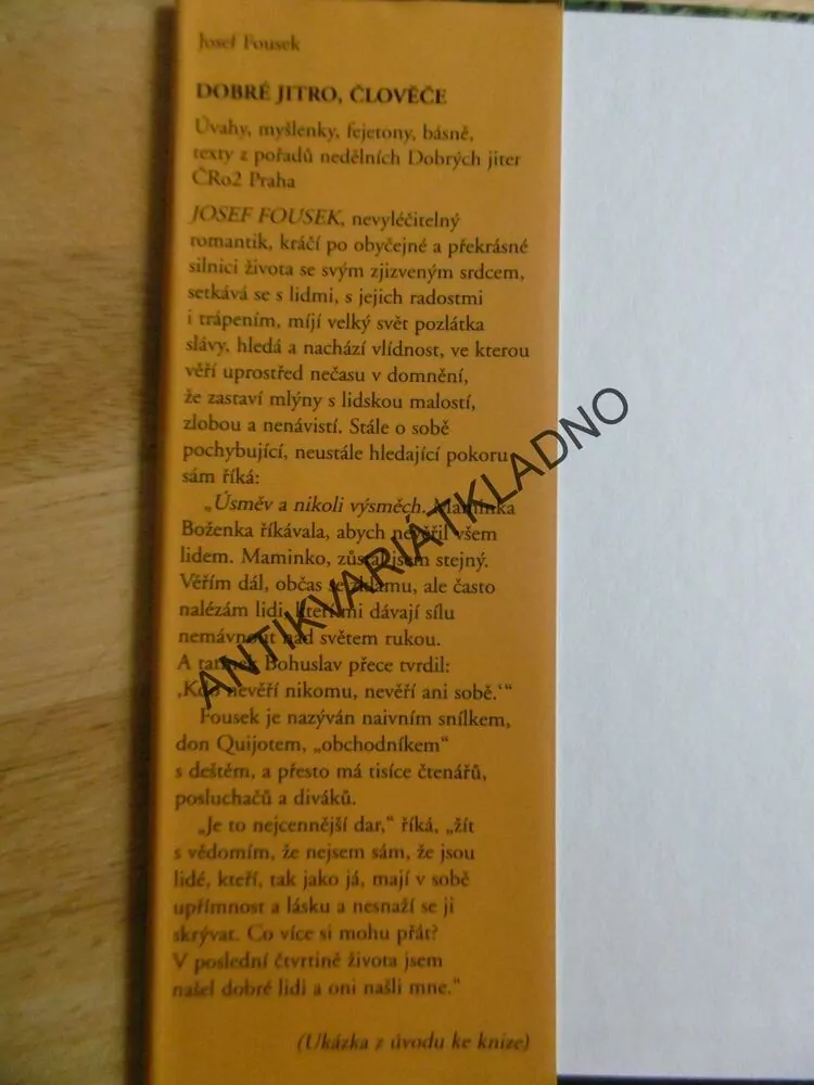 DOBRÉ JITRO,ČLOVĚČE, JOSEF FOUSEK, **an
