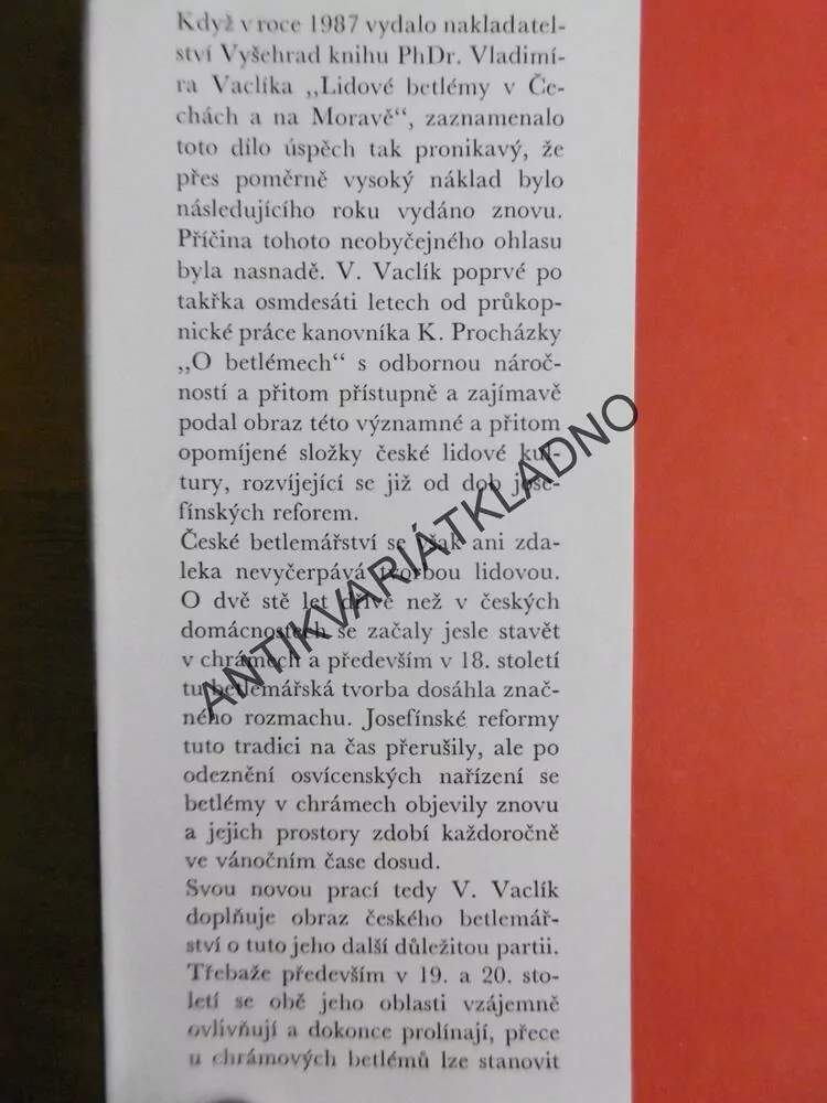 CHRÁMOVÉ BETLÉMY V ČECHÁCH A NA MORAVĚ, VLADIMÍR VACLÍK, **an