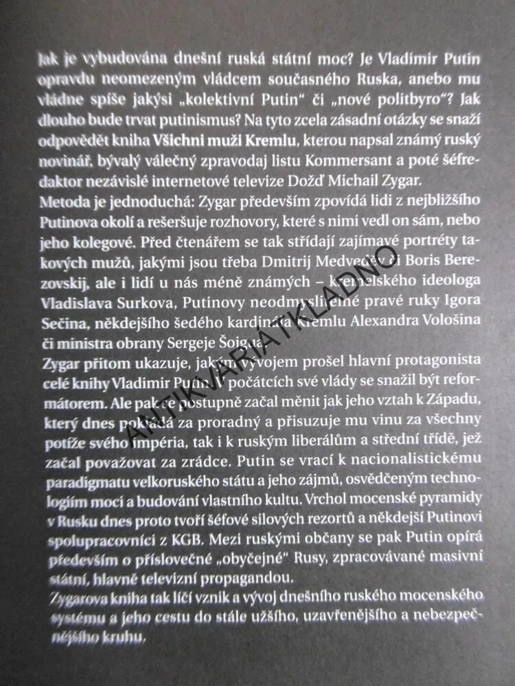 VŠICHNI MUŽI KREMLU, MICHAIL ZYGAR, **an