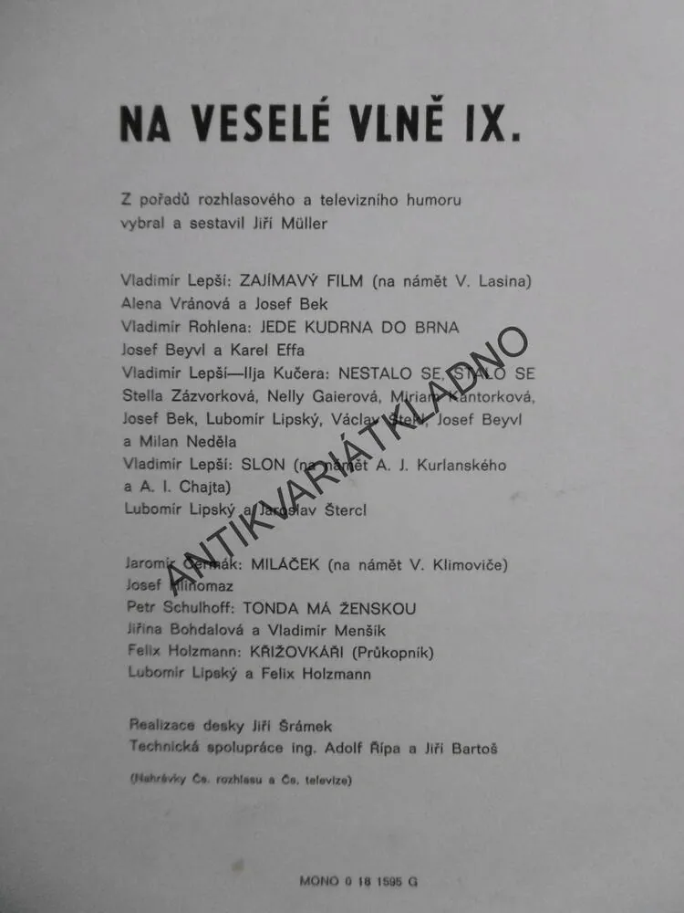 NA VESELÉ VLNĚ IX., ASI MLUVENÉ SLOVO, LP