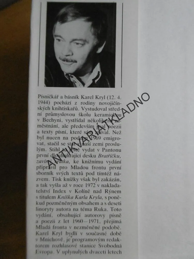 KNÍŠKA KARLA KRYLA, KAREL KRYL, **an