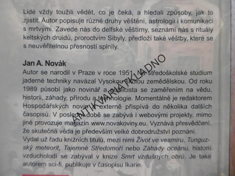 OKNO DO BUDOUCNOSTI, JAN A. NOVÁK, KNIHY ZÁHAD, **an