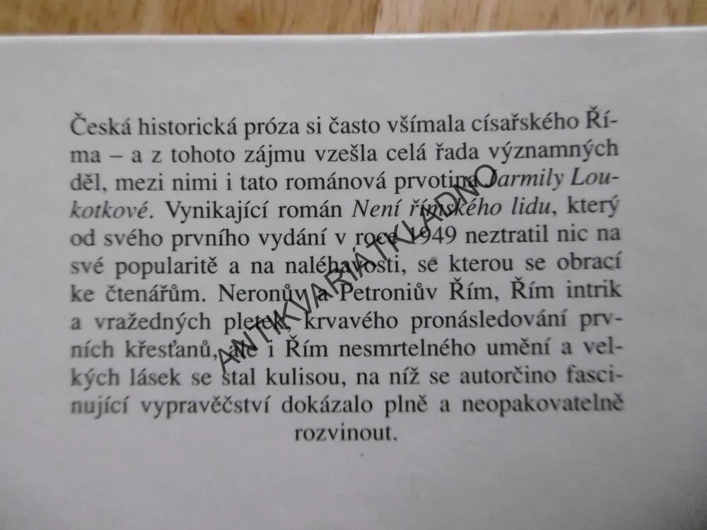NENÍ ŘÍMSKÉHO LIDU, JARMILA LOUKOTKOVÁ, **an
