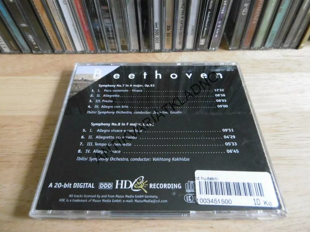 BEETHOVEN,SYMPHONY NO. 7 A 8., CD HUDBA