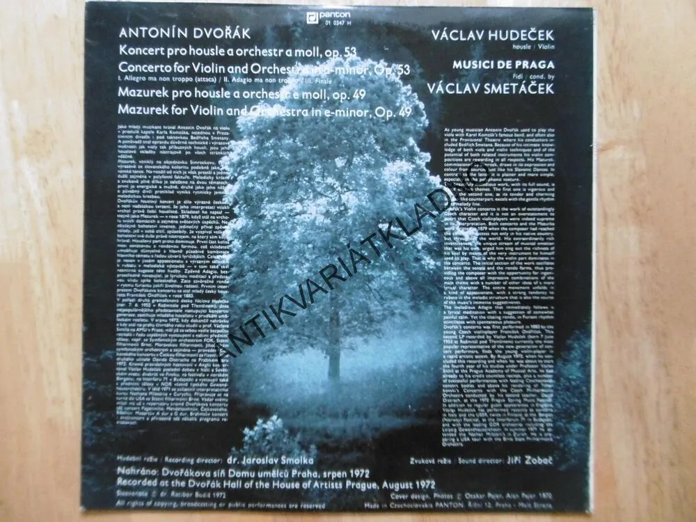 VÁCLAV HUDEČEK, ANTONÍN DVOŘÁK, VÁCLAV SMETÁČEK, KONCERT PRO HOUSLE