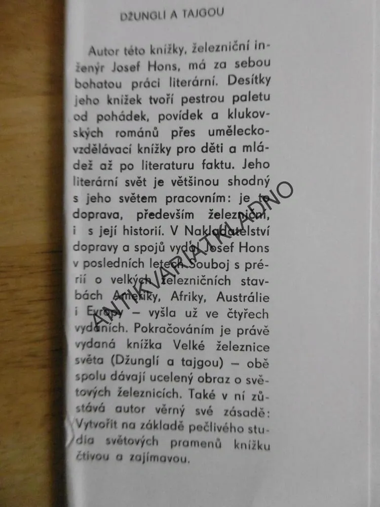 VELKÉ ŽELEZNICE SVĚTA, JOSEF HONS,