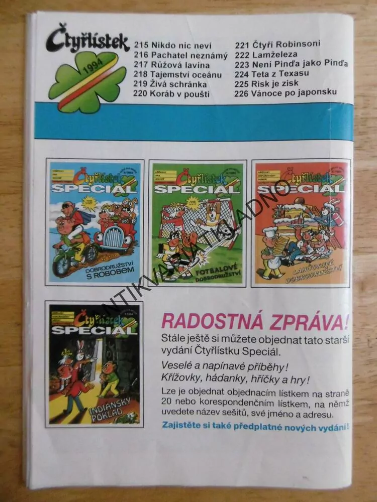 ČTYŘLÍSTEK 217 -RŮŽOVÁ LAVINA