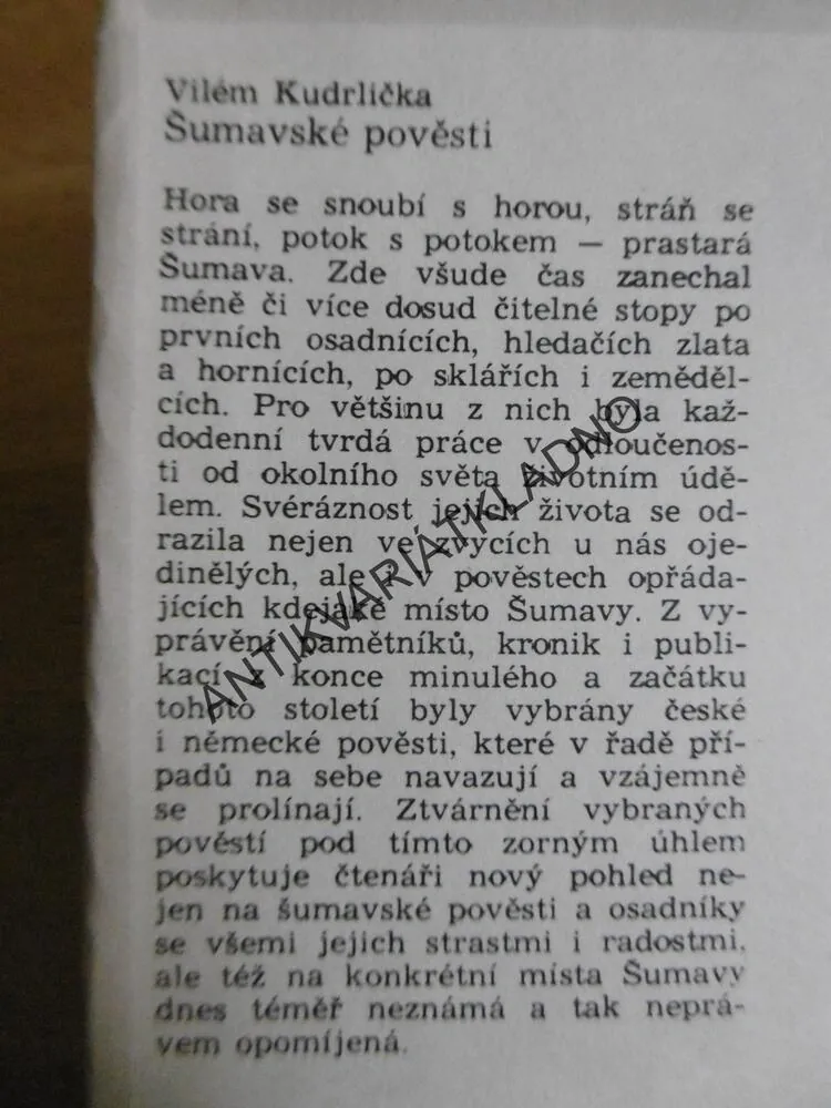ŠUMAVSKÉ POVĚSTI, VILÉM KUDRLIČKA, **an