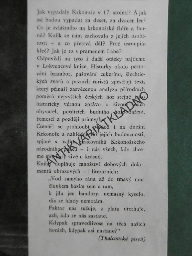 TOULKY KRKONOŠSKOU MINULOSTÍ, THEODOR LOKVENC, 1978, **an