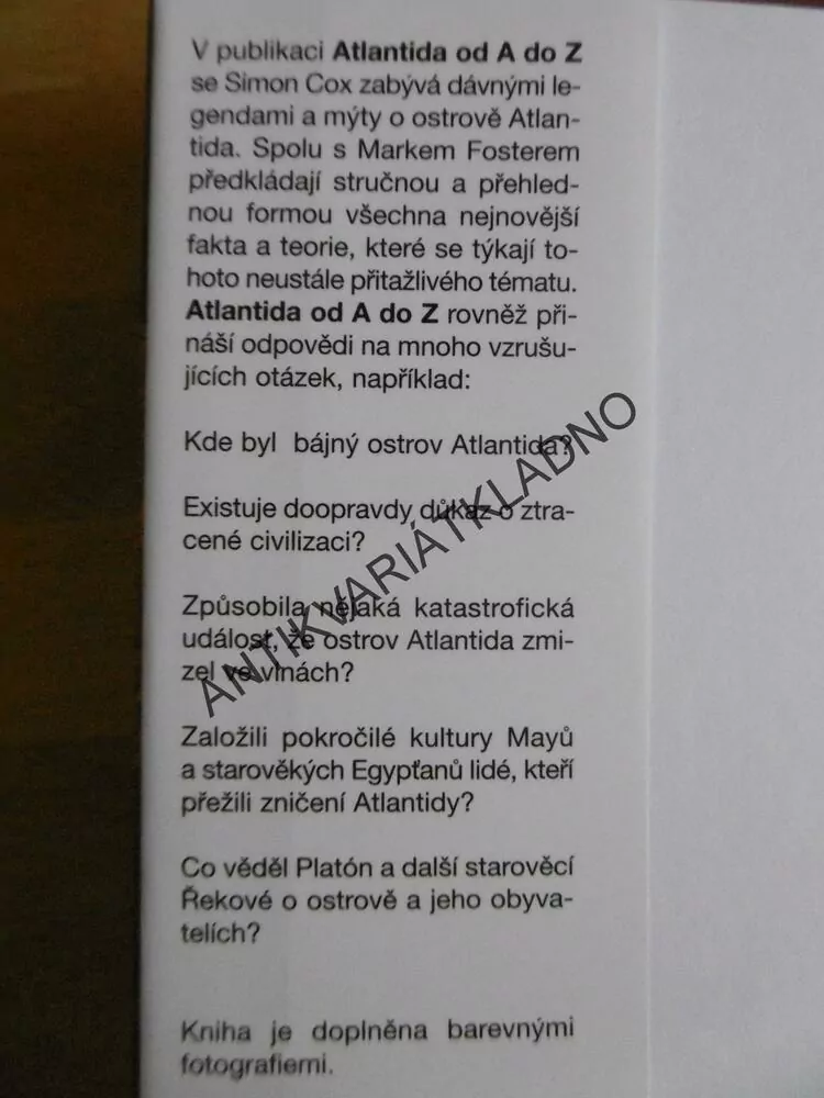 ATLANTIDA OD A DO Z, SIMON COX A MARK FOSTER, **an