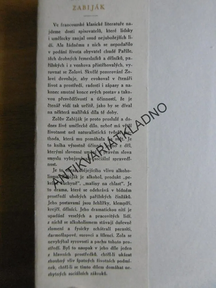 ZABIJÁK, EMIL ZOLA, **an