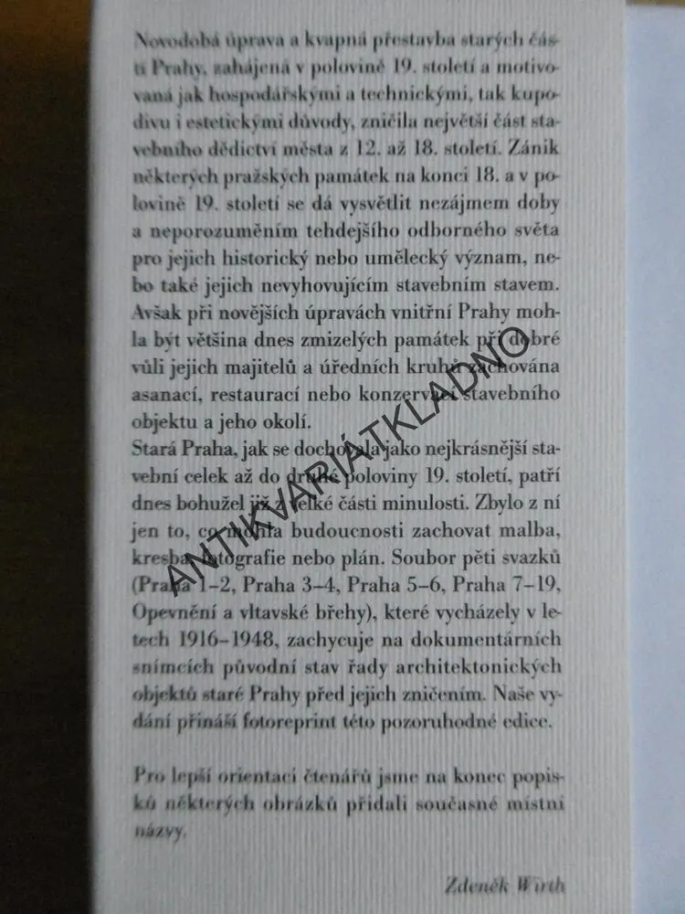 ZMIZELÁ PRAHA 1., ŠTECH, WIRTH, VOJTÍŠEK, **an