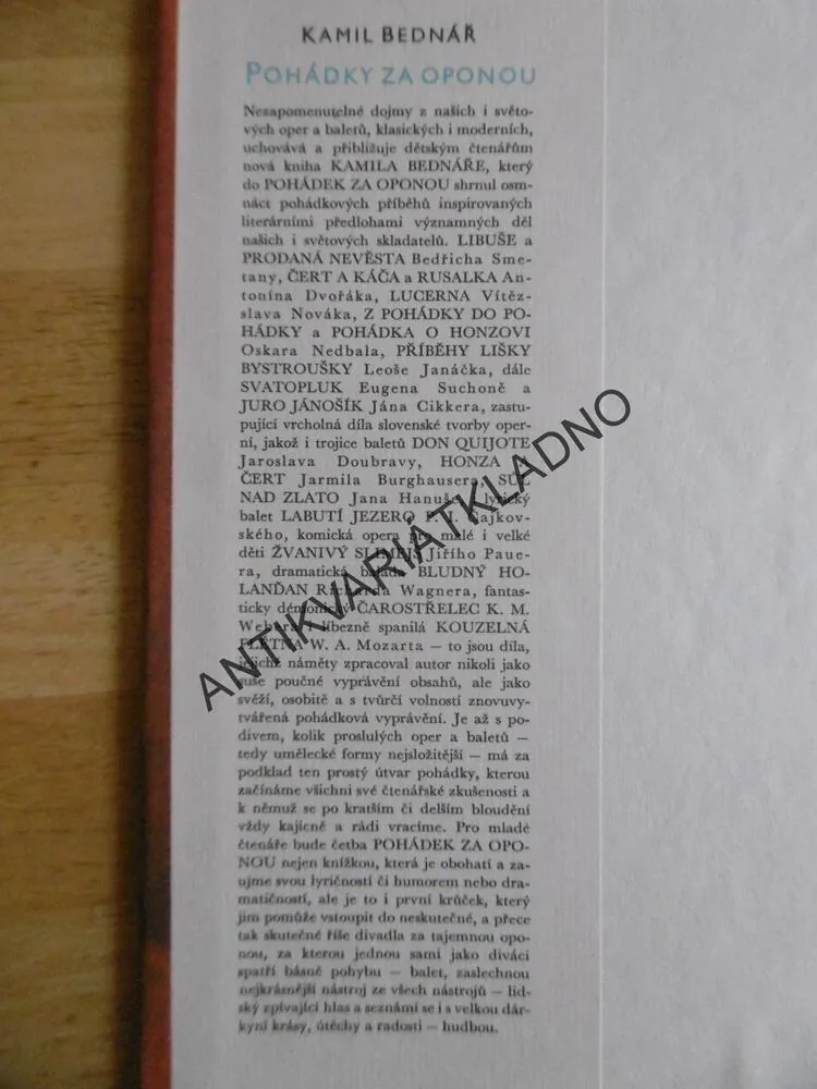 POHÁDKY ZA OPONOU, KAMIL BEDNÁŘ,BRÁZDOVÁ, **an