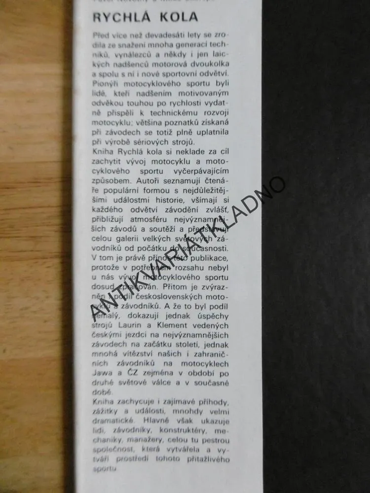 RYCHLÁ KOLA, KNIHA O MOTOCYKLOVÉM SPORTU, NOVOTNÝ, SKOŘEPA **an