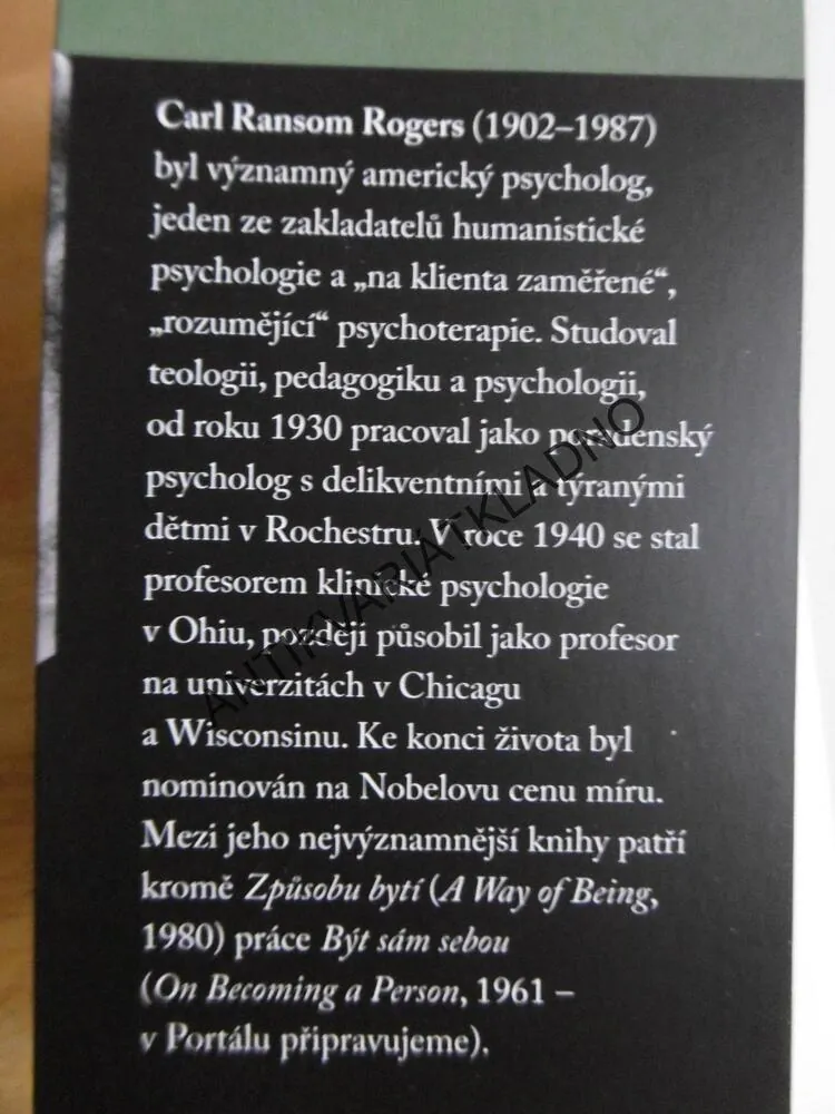 ZPŮSOB BYTÍ, CARL R. ROGERS, PSYCHOLOGIE HUMANISTICKÁ,