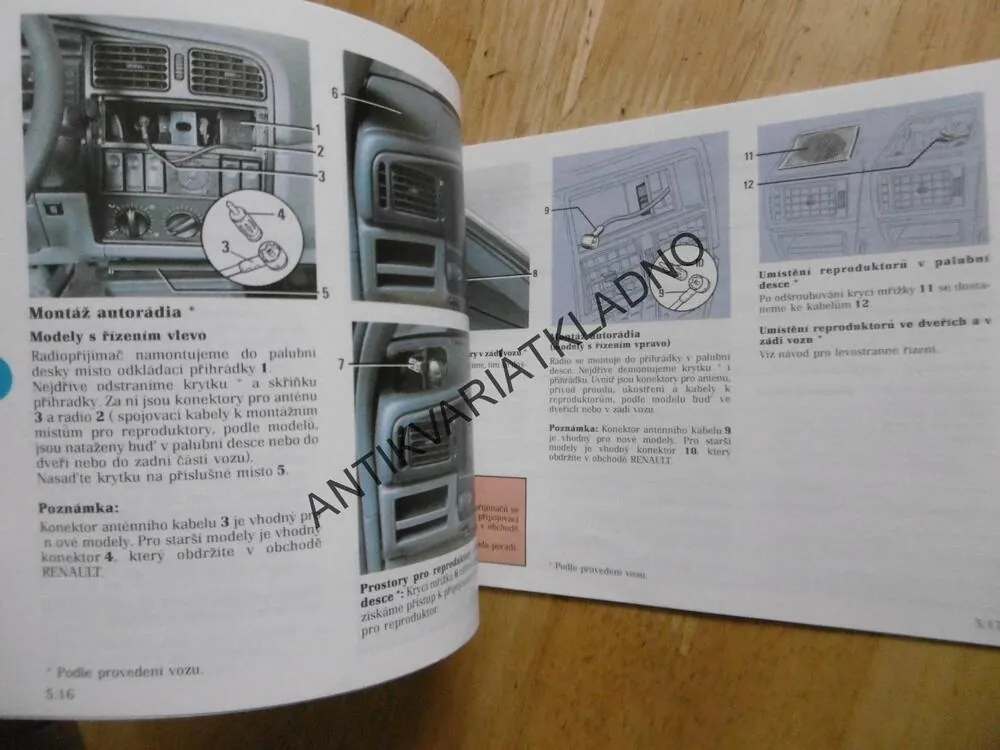 RENAULT 19, SERVISNÍ KNÍŽKA, NÁVOD K OBSLUZE, 1993