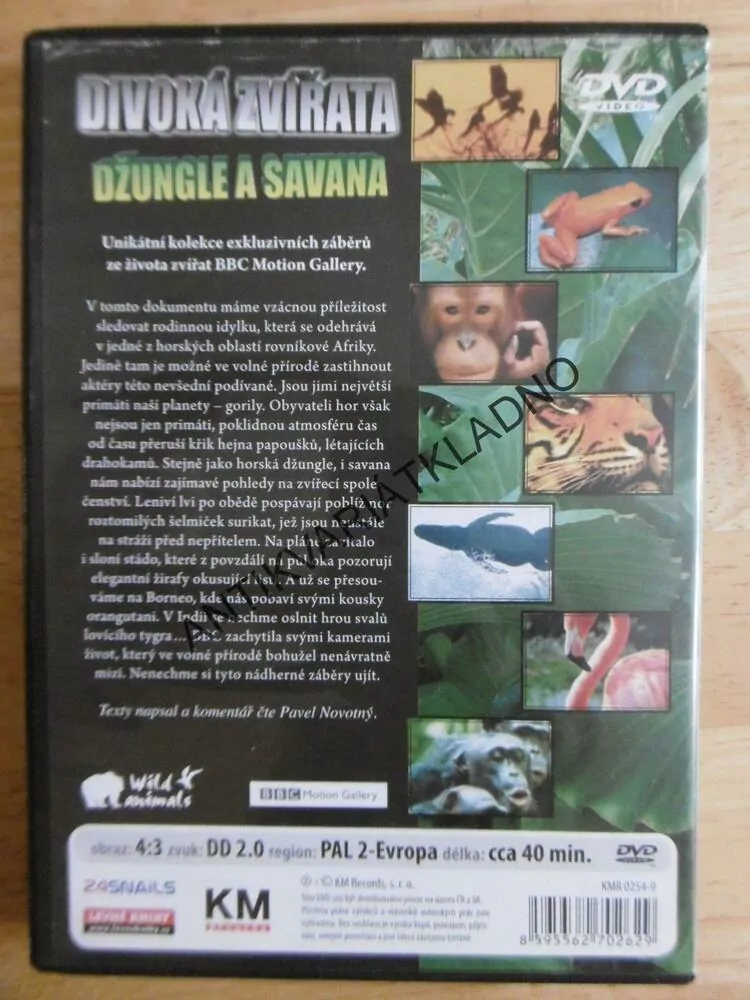 DIVOKÁ ZVÍŘATA, DŽUNGLE A SAVANA, DVD FILM DOKUMENT