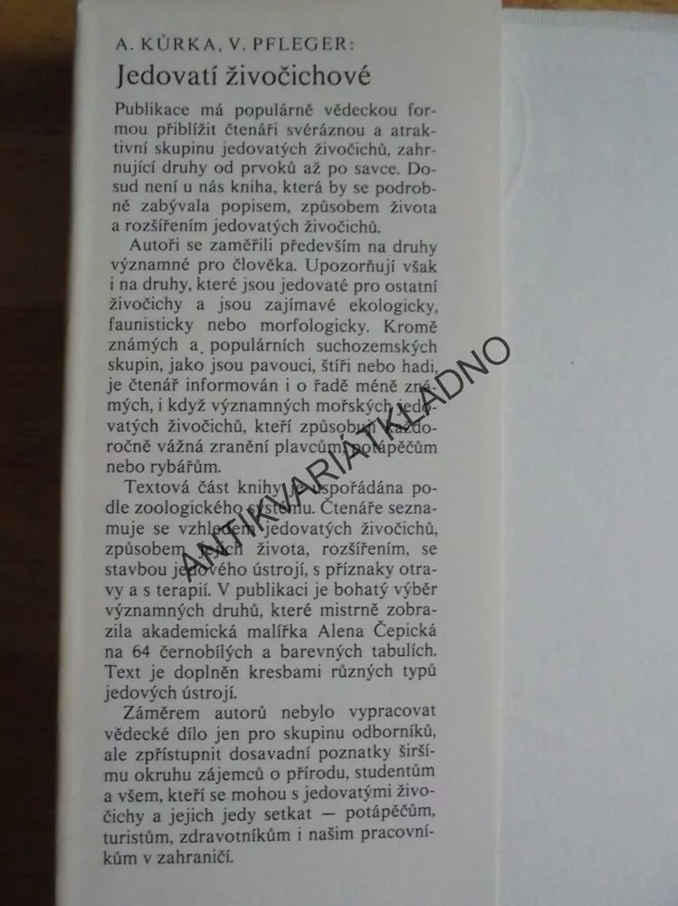 JEDOVATÍ ŽIVOČICHOVÉ, KŮRKA, PFLEGER,RYBY,JEŠTĚRKY